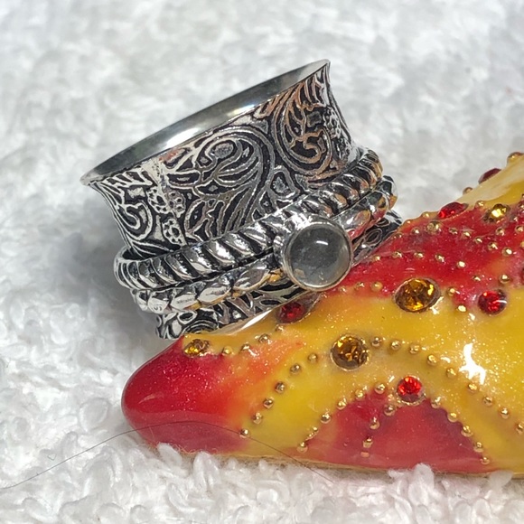 ⭐️💍silver fidget/meditation/relaxation ring -labradorite stone(genuine)… - Picture 5 of 8